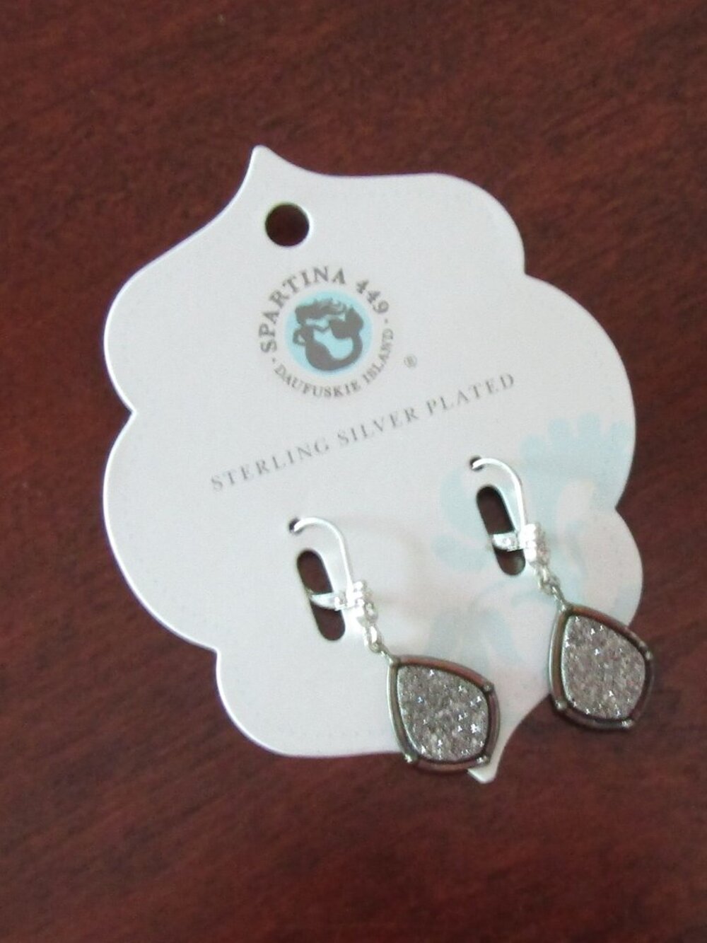 Spartina Sterling Silver Plated Druzy Drop Earrings
